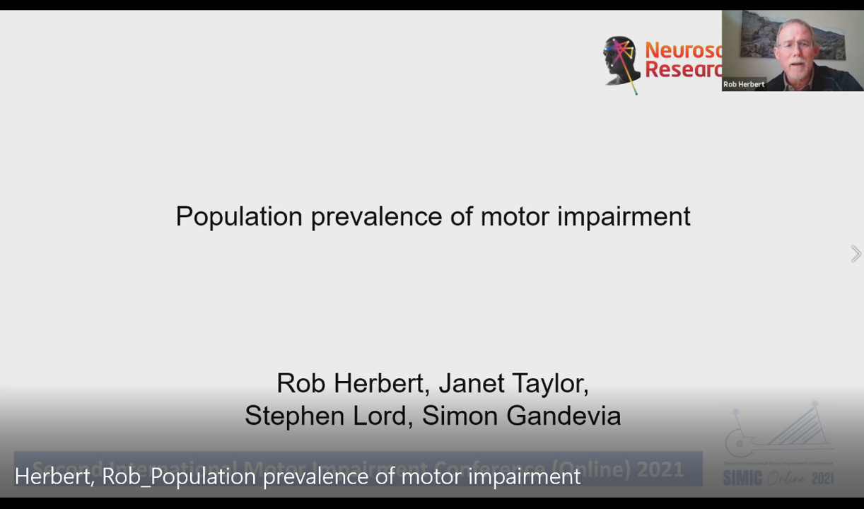 Rob Herbert - Population prevalence of motor impairment